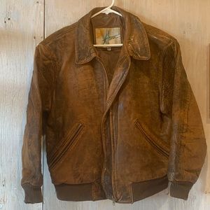Vintage leather aviator bomber jacket